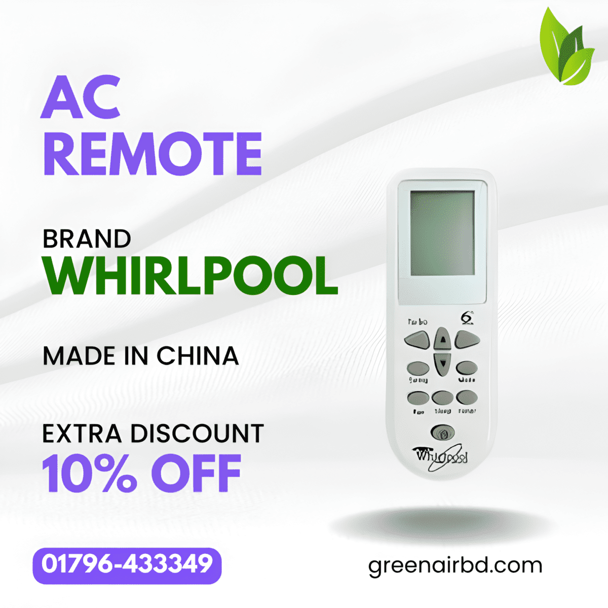 whirlpool ac remote